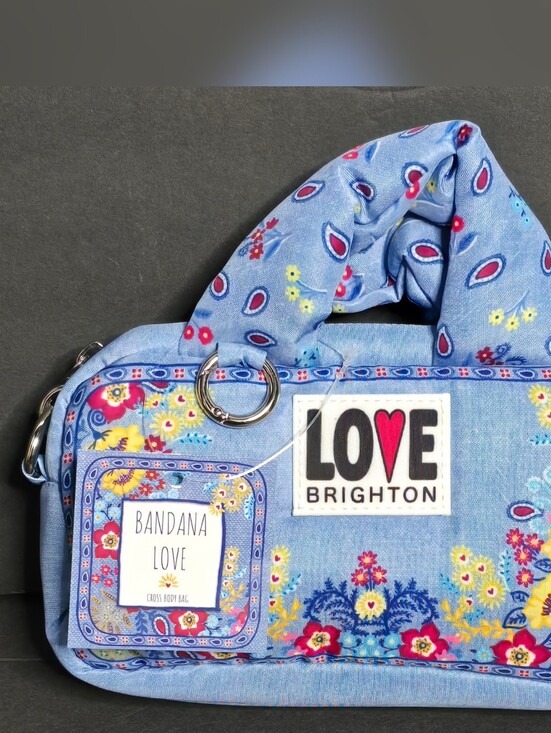 Brighton Handbags - Brighton Bandana Love Crossbody Bag Blue Floral Multi NEW IN BAG W/TAGS